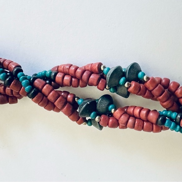 Exotic Peacock Pendant with Layered Wood Beads Necklace - Picture 3 of 8